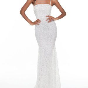 Alyce Paris 61118 Prom formal pageant wedding dress White sequins Dress